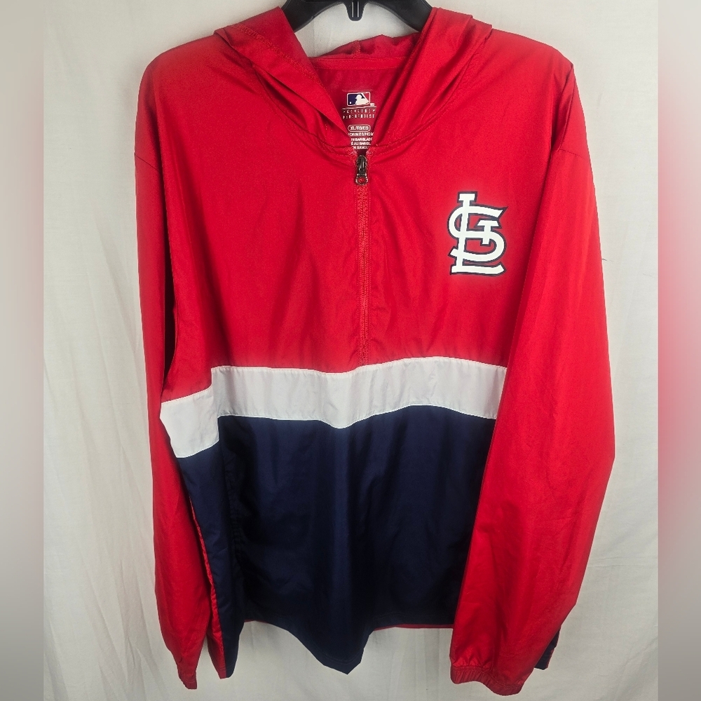 Genuine Merchandise MLB St.Louis Cardinal Hooded Red/Blue Windbre Jacket "Sz XL